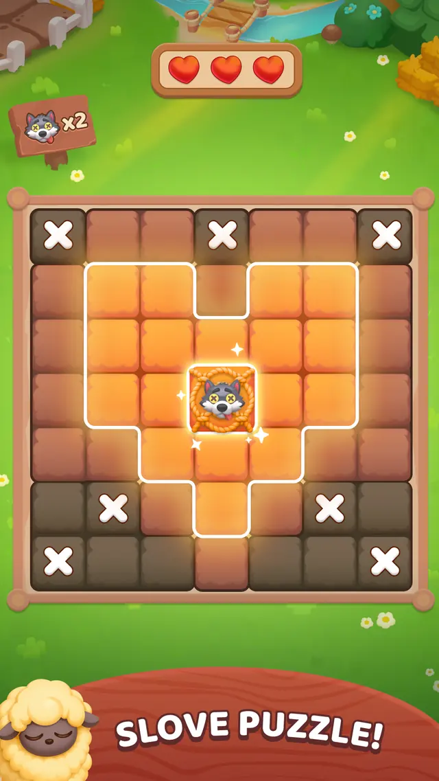 A heart-shaped deduction puzzle mid-solve in Where's The Wolf - Sudoku Puzzle