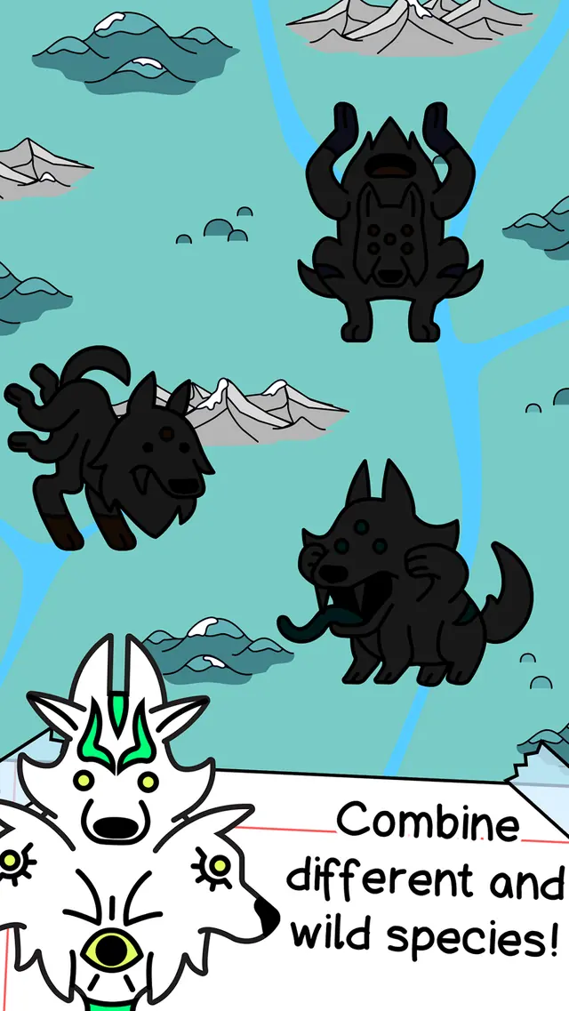 Merge board gameplay in Wolf Evolution: Merge Wild Dog with matching wolf creatures ready to combine
